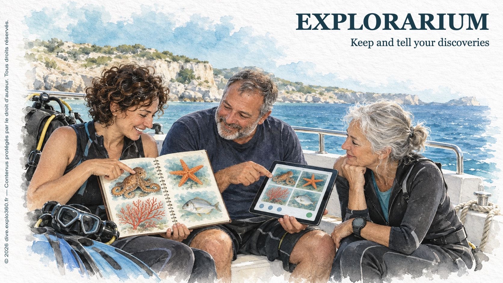 Divers taking notes about the species they observed