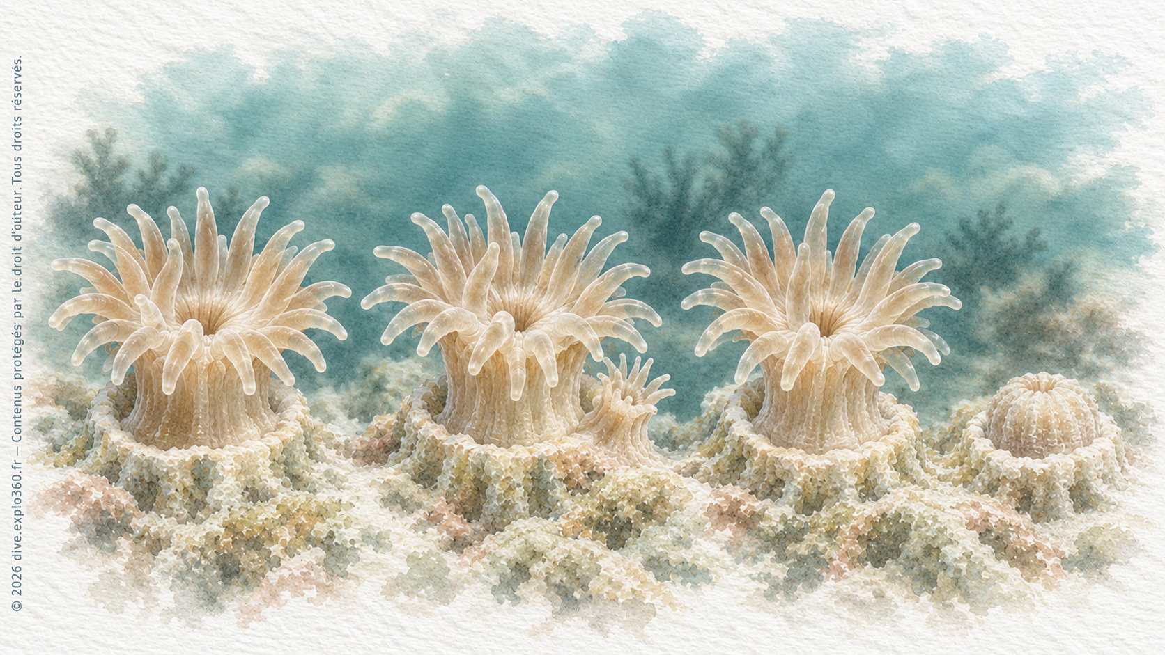 Formation d’un nouveau polype chez un corail pierreux : un exemple de bourgeonnement, non commun à toutes les espèces.