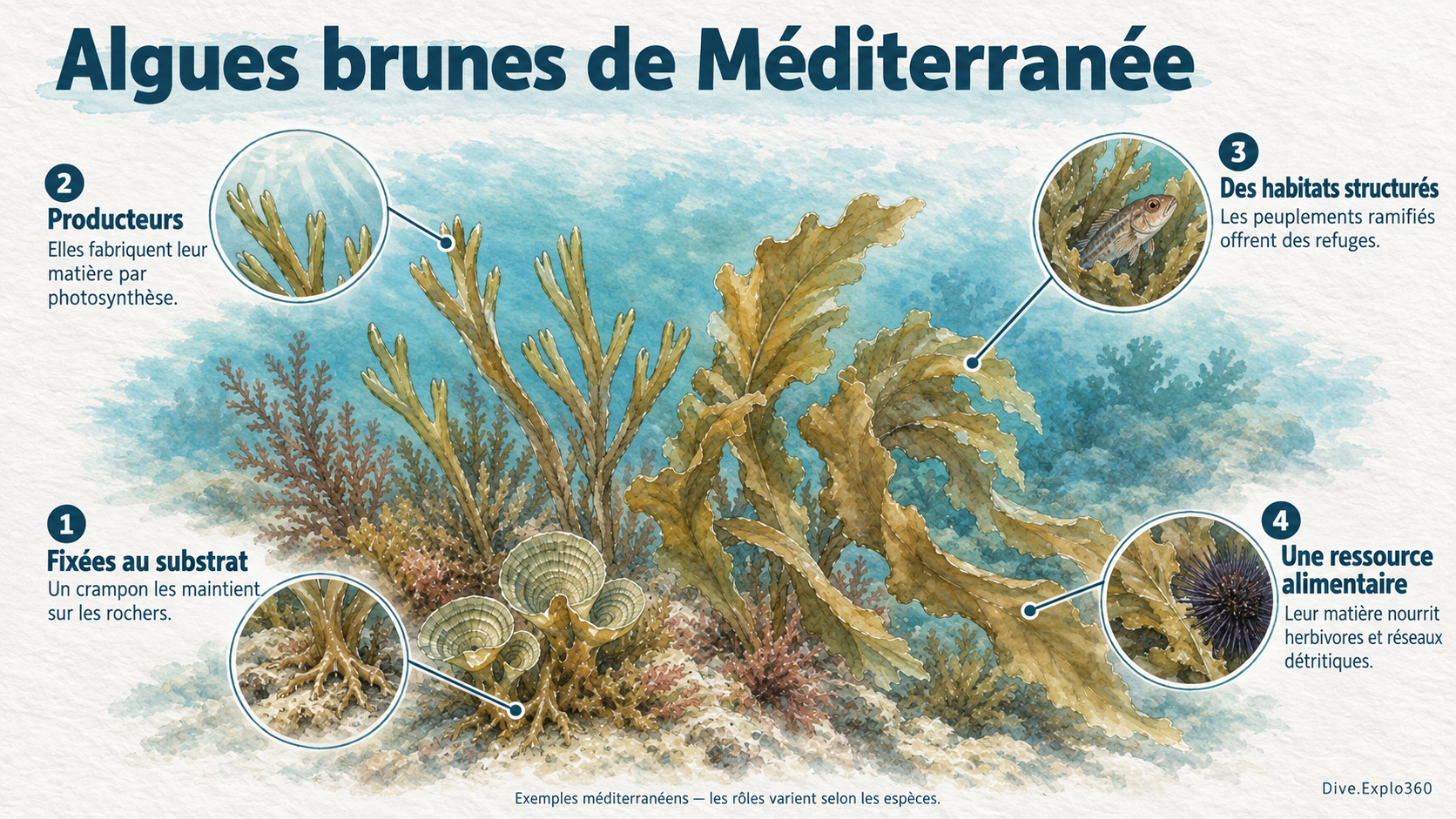 Illustration naturaliste — Algues brunes