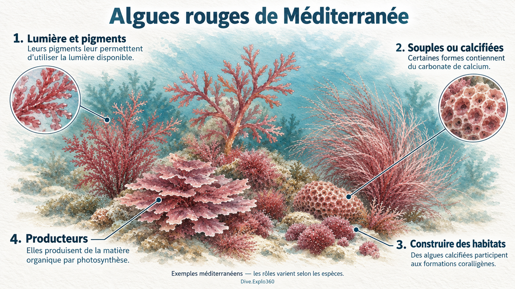Illustration naturaliste — Algues rouges