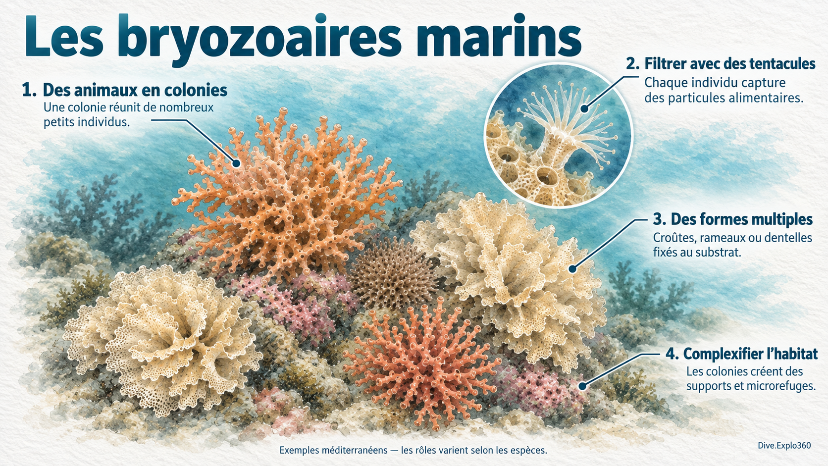 Illustration naturaliste — Bryozoaires