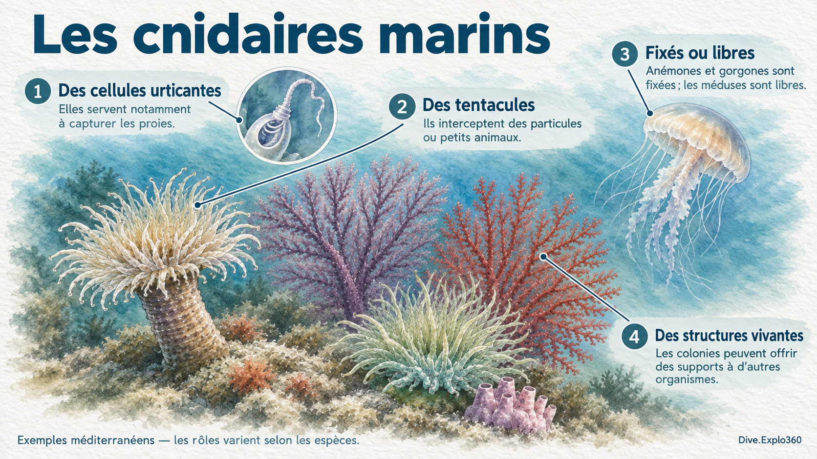 Illustration naturaliste — Cnidaires