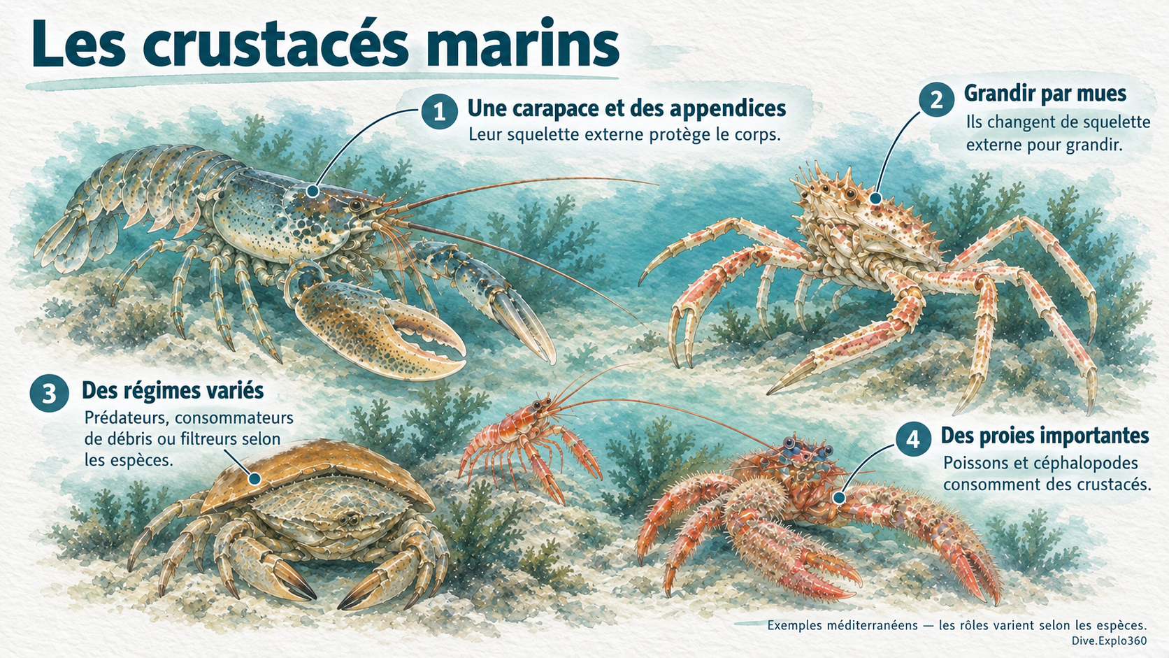 Illustration naturaliste — Crustacés