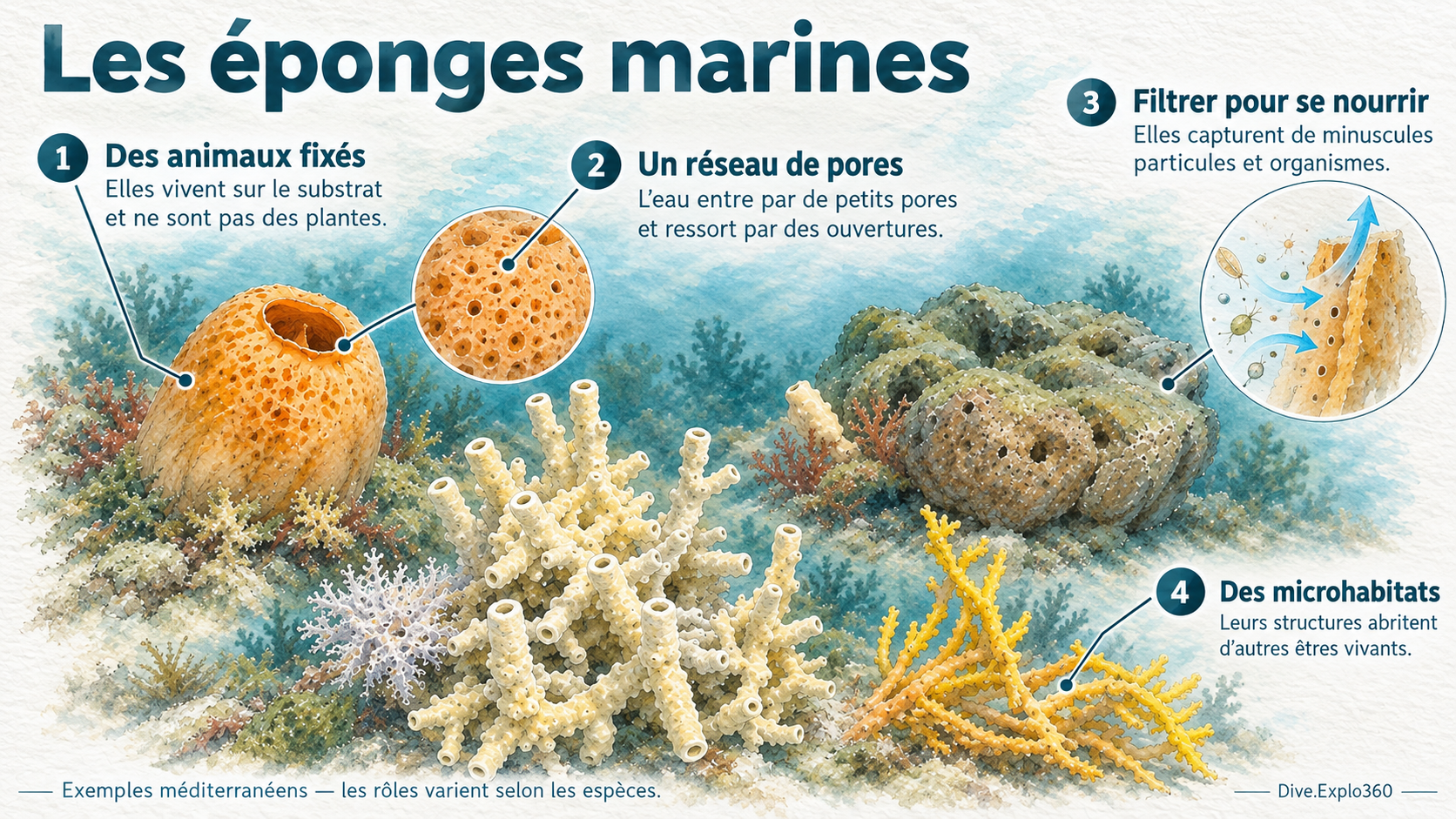 Illustration naturaliste — Éponges