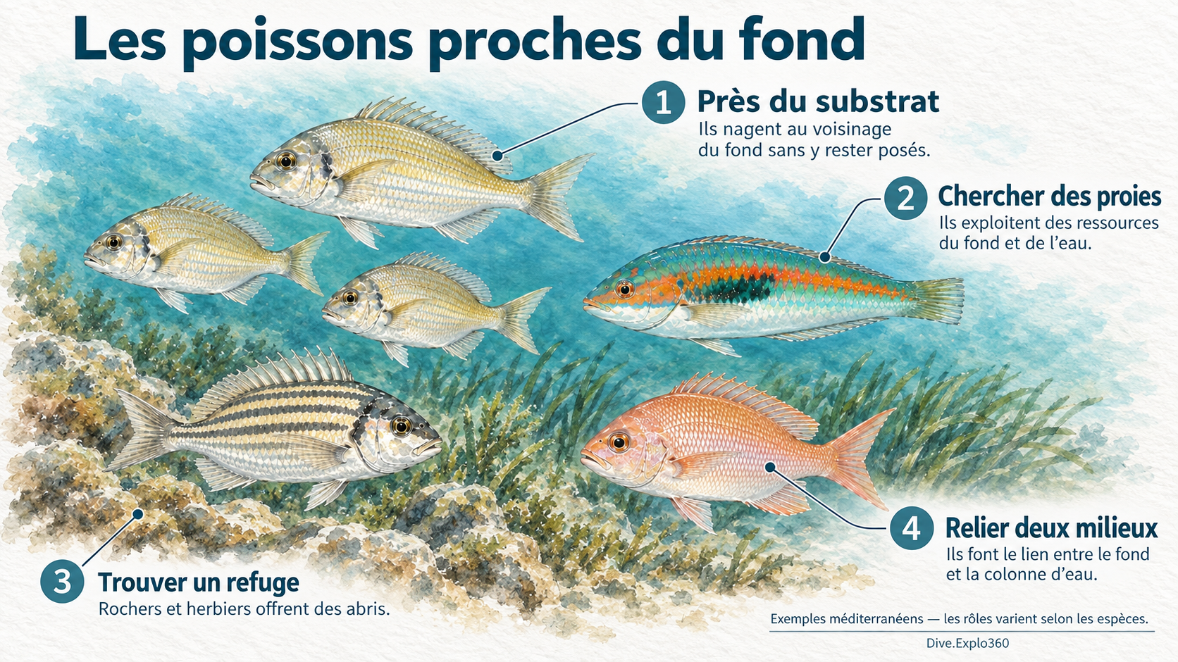 Illustration naturaliste — Démersal