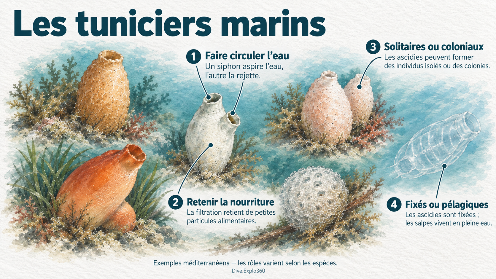 Illustration naturaliste — Tuniciers